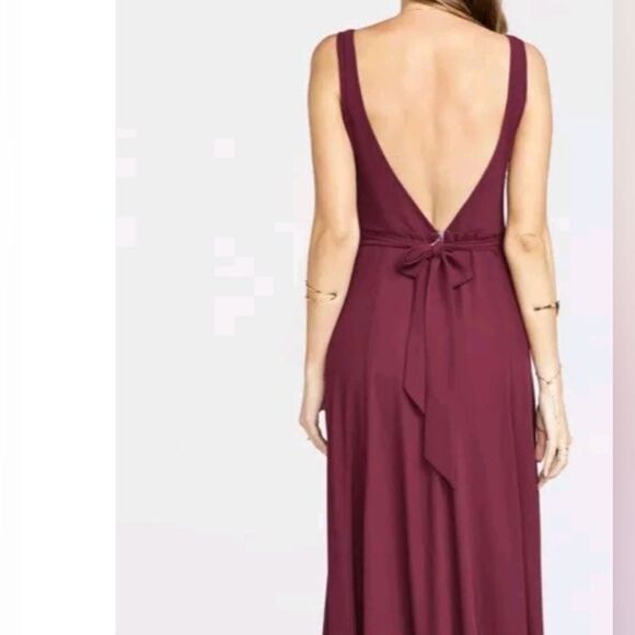 Show Me Your Mumu Jenn Maxi Dress Merlot Fitted Bodice Deep Neckline - Picture 2 of 16